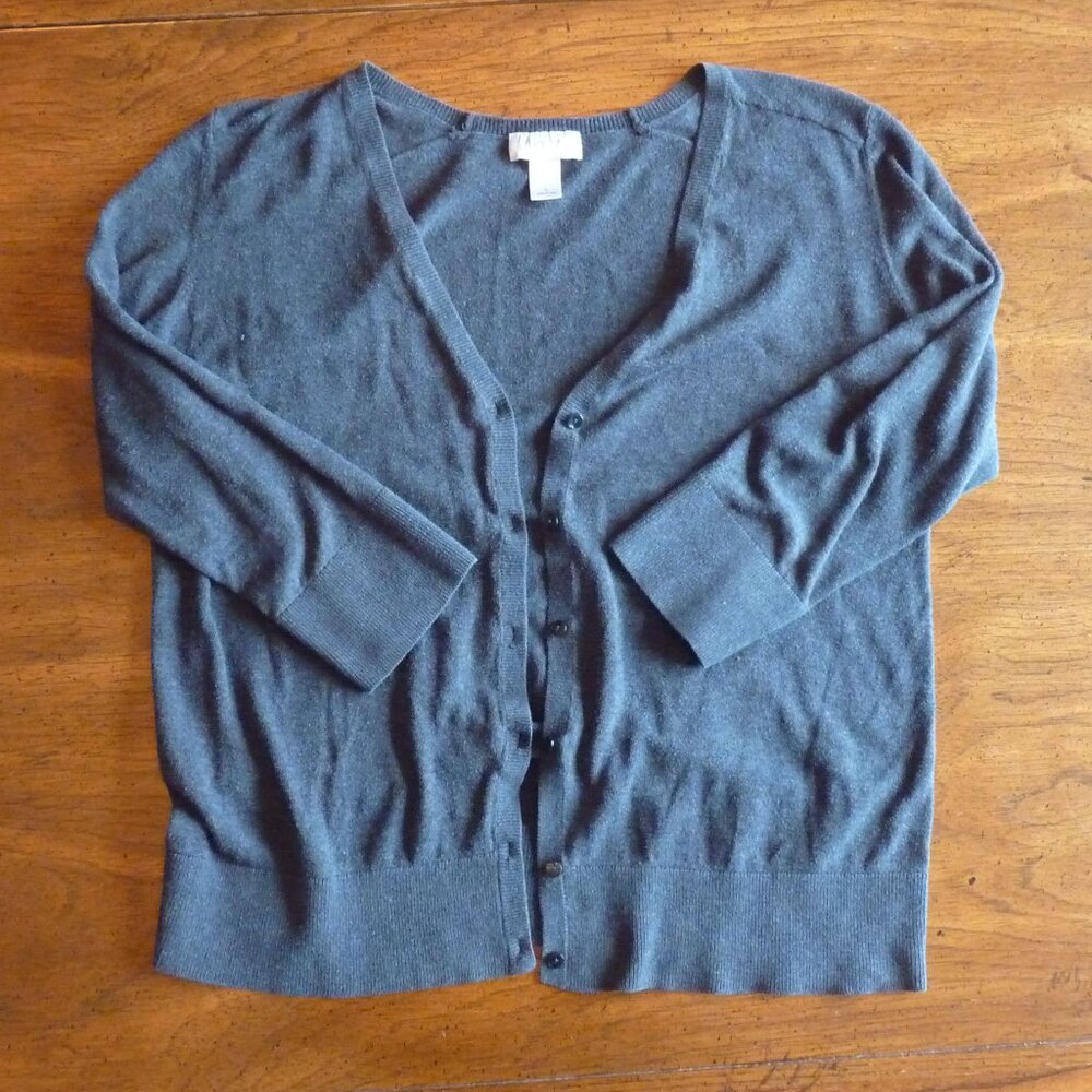 ❌SOLD❌ LOFT Charcoal Gray Button-Front Cardigan